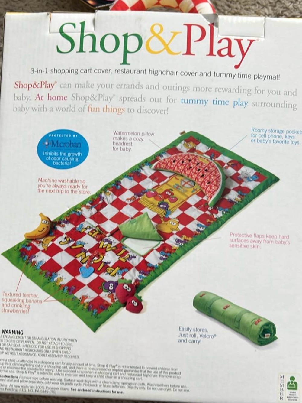 Infantino Shop & Play Tummy Time Playmat in Red, Green and Yellow